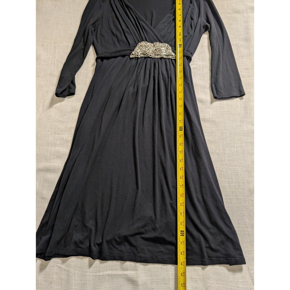 Nicole By Nicole Miller Black Sheath V-Neck Midi Dress M - Picture 8 of 8